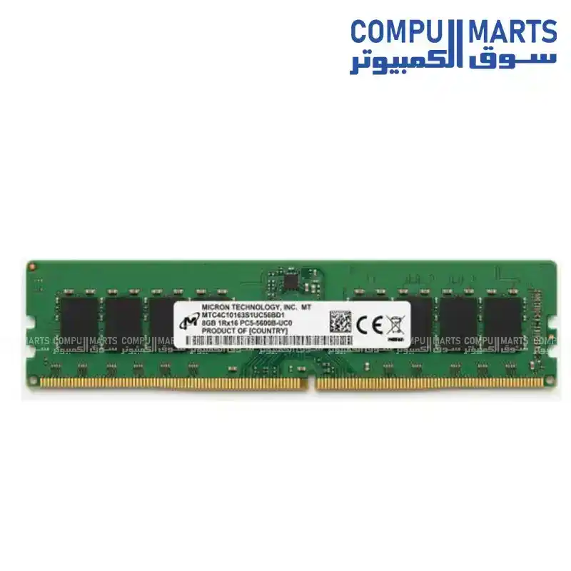 Micron MTC4C10163S1UC56BD1 DDR5 8GB 5600MHz PC5-44800 Non-ECC Unbuffered 1Rx16 288-Pin 1.1V UDIMM Desktop Memory