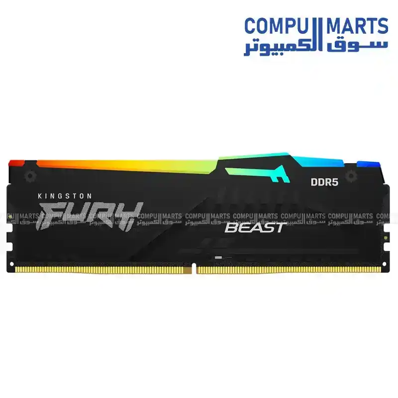 Kingston FURY Beast RGB 64GB (2x32GB) DDR5 6000MHz CL36 Gaming Memory Kit KF560C36BBE2AK2-64 with On-Die ECC RGB Heatsink