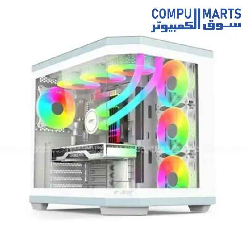 Acer V950W Mid Tower ATX ARGB Gaming PC Case White 0.8mm Chassis 410mm GPU Clearance