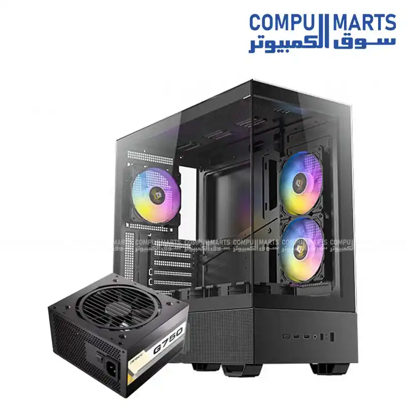 Antec CX705 ARGB Mid Tower Gaming Case with Atom G750 750W 80 Plus Gold PSU, 5 PWM ARGB Fans, Dual 4mm Tempered Glass, ATX Micro-ATX ITX Support