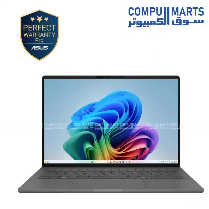 ASUS Zenbook A14 UX3407QA-QD155W Laptop 14-inch WUXGA OLED Snapdragon X X1 26 100 16GB LPDDR5X 512GB PCIe 4.0 SSD Windows 11 Home Iceland Gray