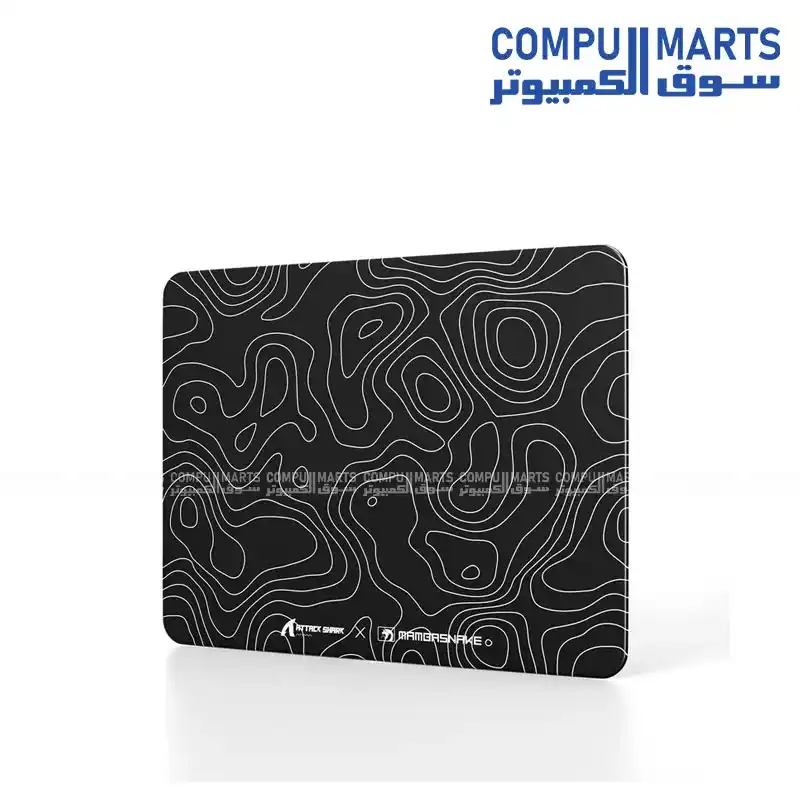 ATTACK SHARK CM05 Glass Gaming Mouse Pad 17.7x15.7 Inch 450x400mm Nano-Textured Surface 9H Hard Tempered Glass Non-Slip PU Base White Black Contour