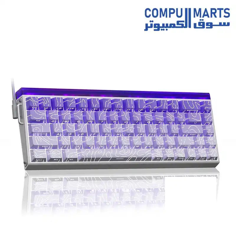 Aula HERO 68 Wired/Wireless Magnetic Mechanical Keyboard - 68 Keys, RGB, Gasket Mount, Metal Knob - White Lighthouse Warranty 1 years