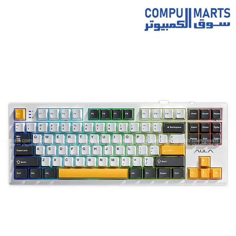 Aula S87 Wireless Bluetooth Wired Mechanical Gaming Keyboard 84 Keys Wind Spirit Linear Switch Hot-Swappable Gasket RGB 8000mAh Battery LCD Display Arabic Layout