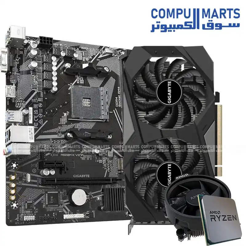 GIGABYTE A520M K V2 Motherboard with Ryzen 5 5500 MPK and RTX 3050 WINDFORCE OC V2 6G Desktop PC