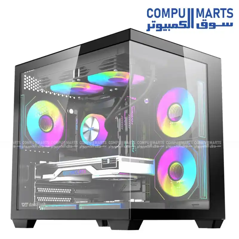 DarkFlash B275 L17*3 Black M-ATX and ITX PC Case with USB 3.0, 340mm GPU Clearance and 280mm Radiator Support