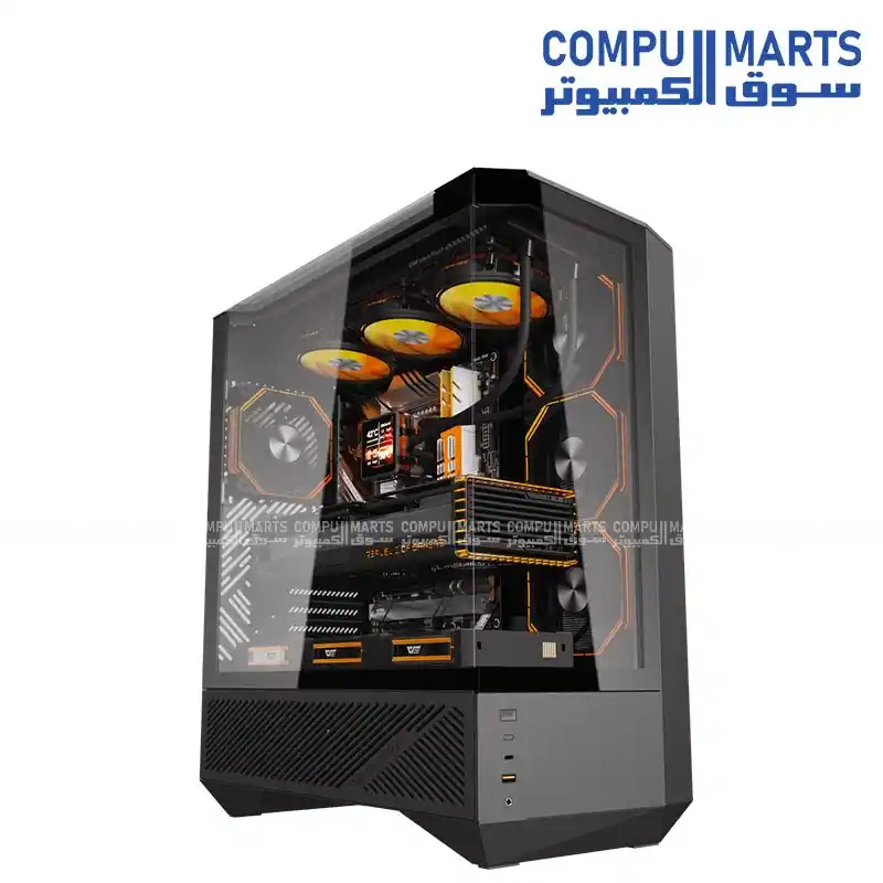 darkFlash DY460 ATX PC Case - Panoramic Tempered Glass, Back-Connect Support, USB-C, 360mm Radiator Support
