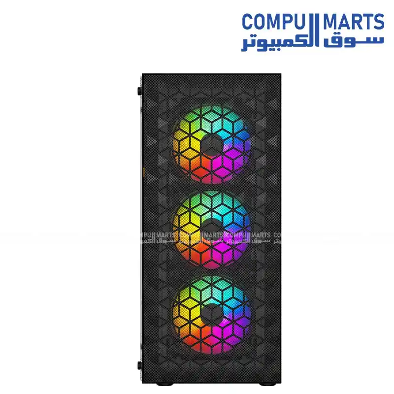 Fantech Aero 2 CG83 Middle Tower Gaming Case Black 4 RGB Fans 300mm GPU Support 160mm CPU Cooler Height 380 x 200 x 450mm