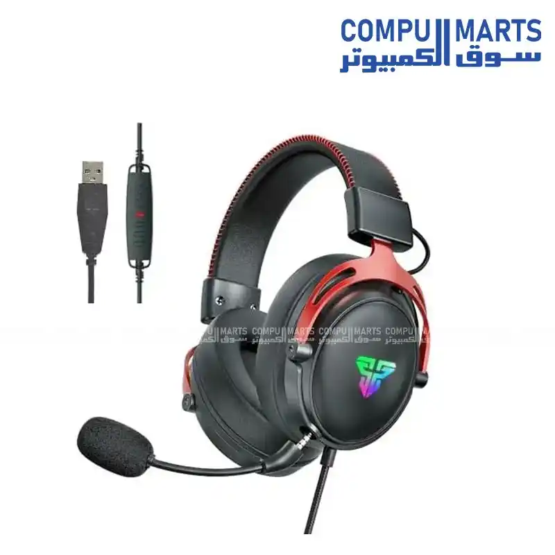 FANTECH HG31 CRUZE 7.1 Surround Sound Gaming Headset Black, 53mm Drivers, Wired USB-A, Detachable Clear-Voice Microphone, Static RGB Lighting, Memory Foam Ear Cushions