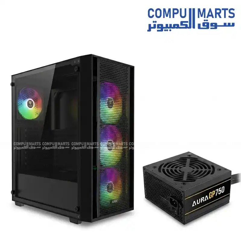 GAMDIAS AURA GC2 ELITE Mid Tower RGB Gaming Case with AURA GP750 750W PSU