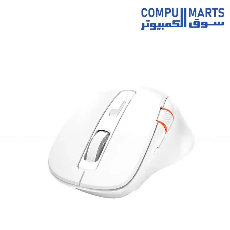 Meetion BTM032 Ergonomic Wireless Mouse with Bluetooth and 2.4G, Silent Click, 8+1 Keys, 7 Programmable Buttons, 800-2400 DPI, AA Battery, White