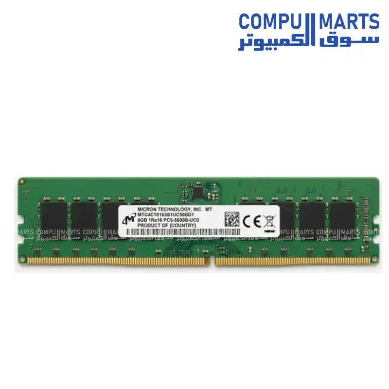Micron MTC4C10163S1UC56BD1 DDR5 8GB 5600MHz PC5-44800 Non-ECC Unbuffered 1Rx16 288-Pin 1.1V UDIMM Desktop Memory