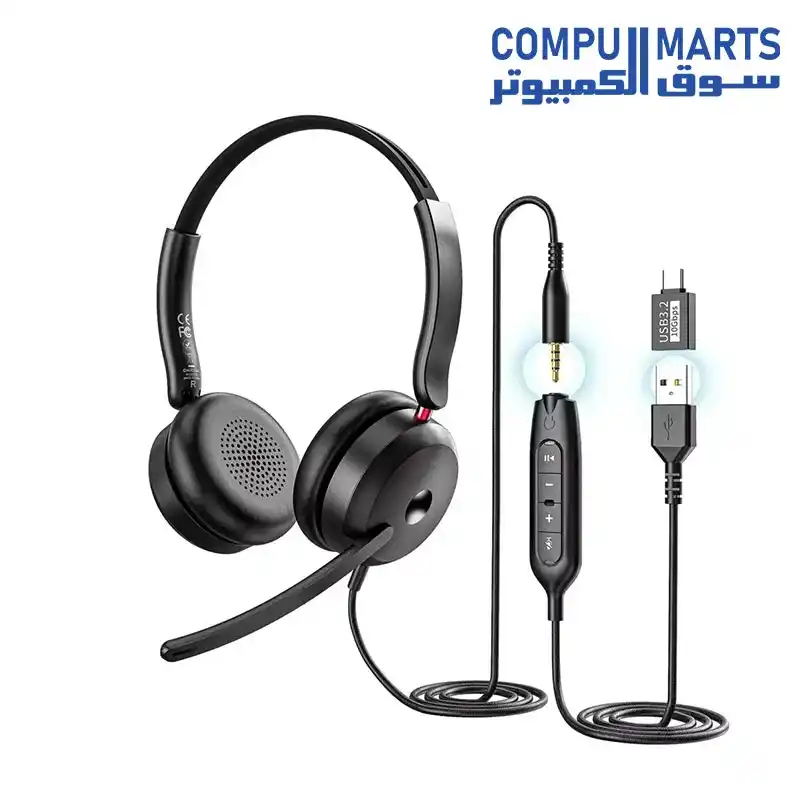 ONIKUMA X81 Headset with Immersive Surround Sound Noise-Cancelling Microphone LED Light Memory Foam Ear Cushions USB-C USB and 3.5mm Connectivity for PC Laptop PS5 PS4 Xbox Switch