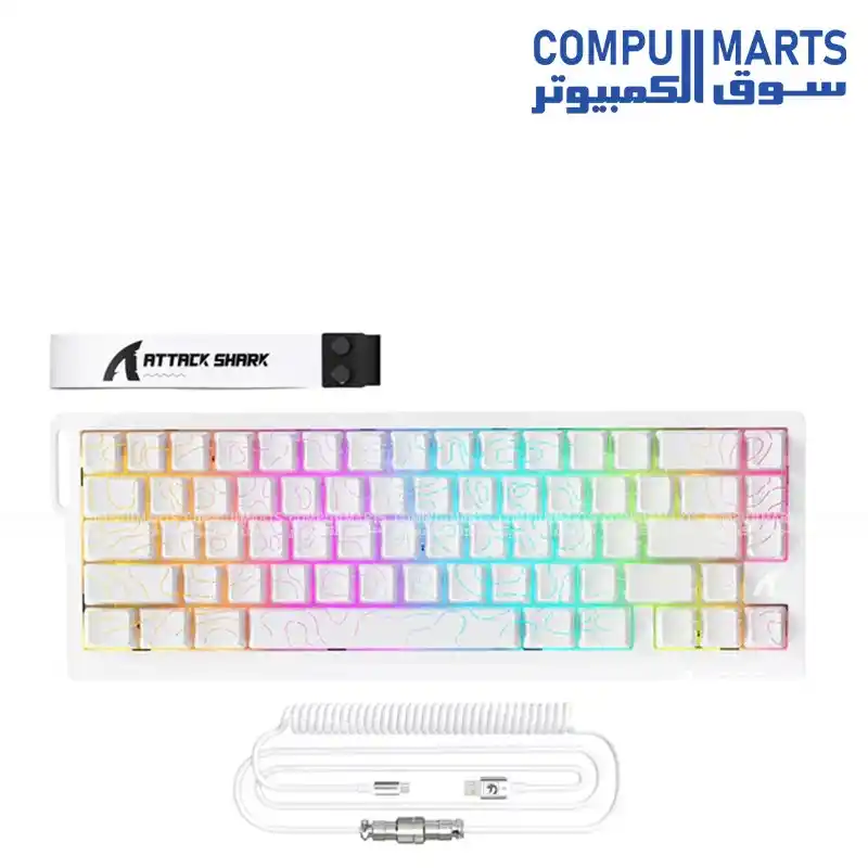 ATTACK SHARK X68MAX HE Rapid Trigger CNC Aluminum Keyboard 66 Keys Magnetic Switch Keyboard USB-C Wired 8000Hz Polling Rate 128K Scan Rate