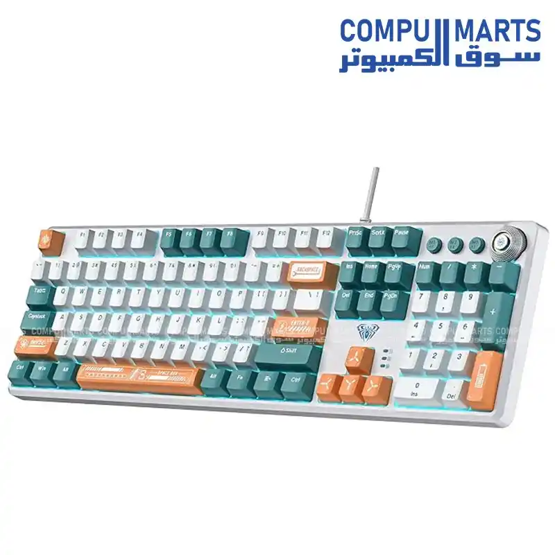 AULA F2088 Pro Arabic Layout Mechanical Gaming Keyboard Full Size 104 Keys Rainbow LED Backlit USB Wired Keyboard