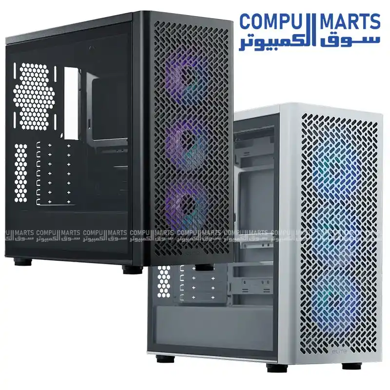 COOLER MASTER Elite 502 Mid Tower Case ATX E-ATX Support Tempered Glass Side Panel 3x 120mm ARGB Fans USB 3.2 Gen1 Type-C Elite Series