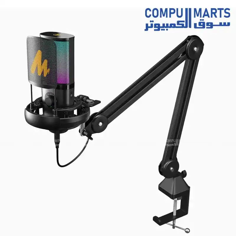 MAONO PM450S Condenser Microphone USB USB Type-C Unidirectional Microphone with Real-Time Monitoring Shock Mount Boom Arm and Monitor Mix Controls