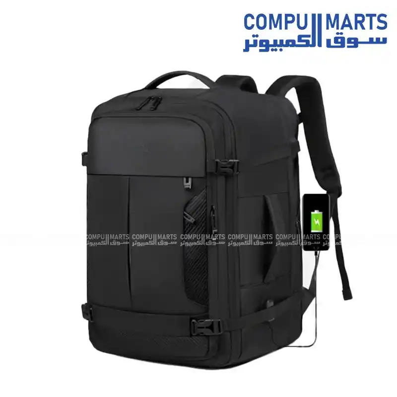 Rahala 2406 Waterproof Laptop Backpack 15.6 Inches, 47.6L, Black