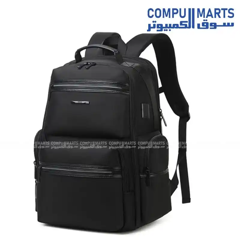 Rahala BNG124 Black 17-Inch Waterproof Laptop Backpack with USB Port, 22L Capacity and Polyester Material