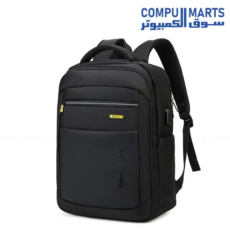Rahala RAL804 24L Casual Laptop Backpack for Men and Women with USB Port, 15.6-Inch Laptop Compartment, Water Resistant, 43 × 17 × 33 CM, Black