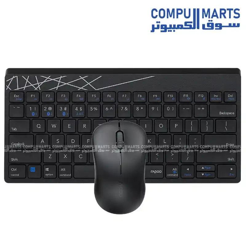 RAPOO 8000M Multi-Mode Wireless Desktop Set Bluetooth 2.4GHz Keyboard & Mouse
