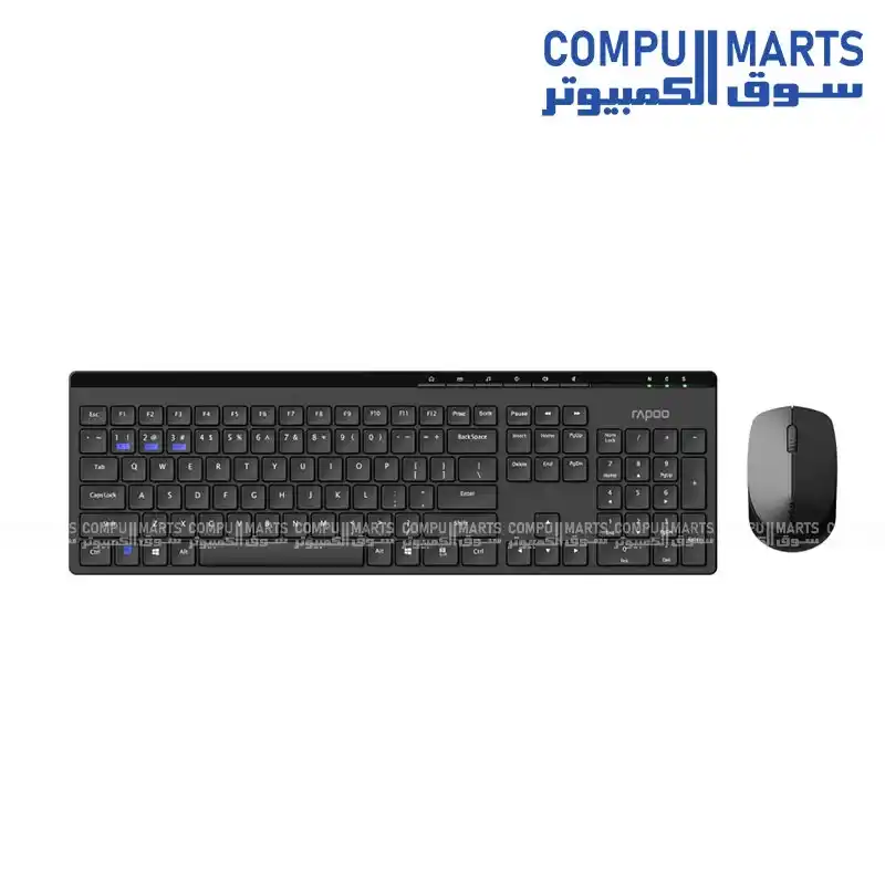 Rapoo 8100GT Multi-Mode Wireless Keyboard & Mouse Combo Bluetooth 5.0/4.0 2.4GHz 105-Key Full-Size Keyboard 800-2400 DPI Optical Mouse