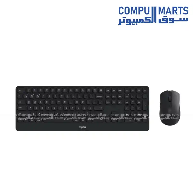 Rapoo 9510M Multi-Mode Wireless Keyboard & Mouse Combo Bluetooth 5.0/4.0 + 2.4GHz 105-Key Full-Size Keyboard 800-2400 DPI Optical Mouse Multi-Device Support