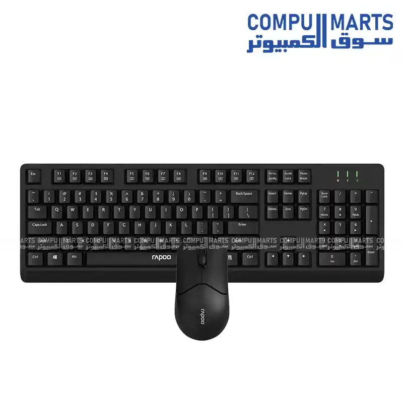 Rapoo X1500 Wireless Optical Keyboard & Mouse Combo 2.4GHz 1200 DPI 12-Month Battery Life