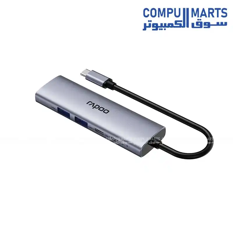 Rapoo XD51 5-in-1 USB-C Multi-function Docking Station – Silver