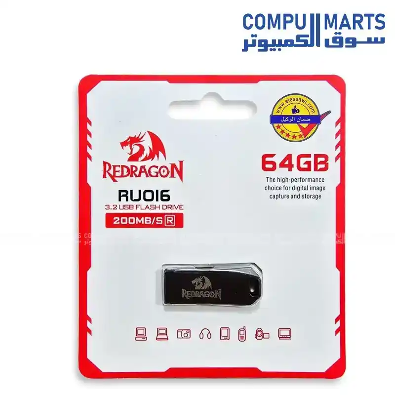 Redragon RU016 64GB USB 3.2 Flash Drive Black