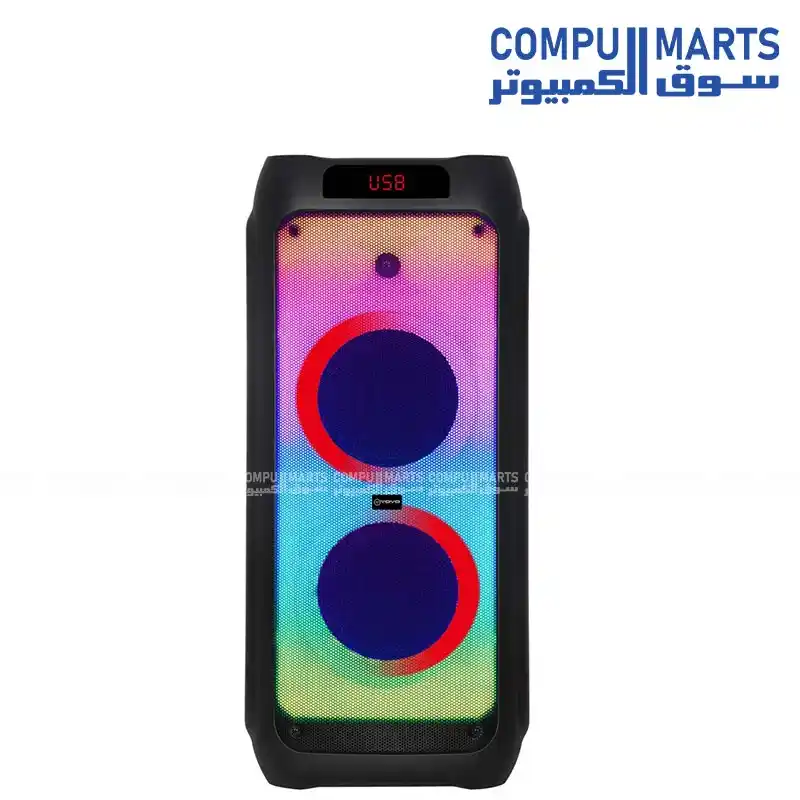 VOVO V-2850 Double 10 Inch Party Speaker, 60W Power Output, 12V 7MAH Battery, MP3/TF Card