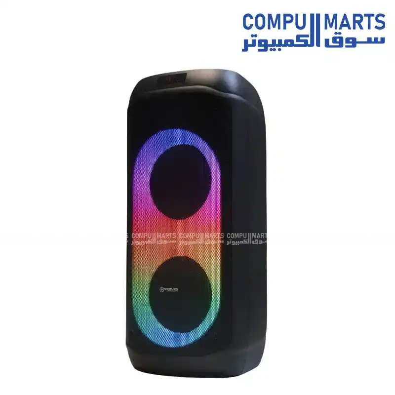 VOVO V-2895 Dual 8-Inch RGB Portable Speaker with Rechargeable Battery, Bluetooth, USB, TF Card Reader, AUX and Microphone