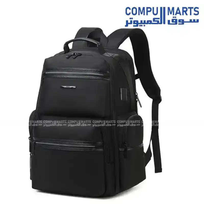 Rahala BNG124 Black 17-Inch Waterproof Laptop Backpack with USB Port, 22L Capacity and Polyester Material