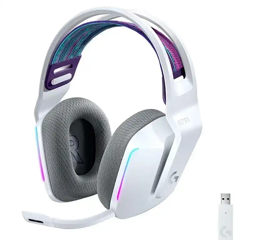 سماعة الألعاب اللاسلكية Logitech G733 LIGHTSPEED RGB - بيضاء