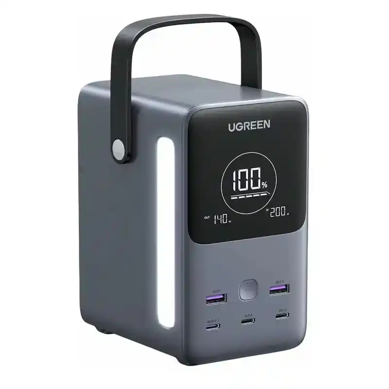 يوجرين باور ستيشن سلكي  ديجيتال، 48000 مللي امبير، 5 منافذ، منفذين USB-A + عدد 3 منافذ USB-C، بقوة 300 وات، رمادي - PB770