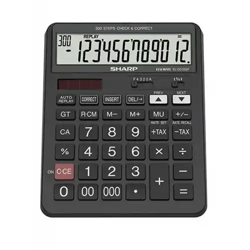 شارب آلة حاسبة مالية حجم كبير 12 رقم لون أسود EL-CC12GP