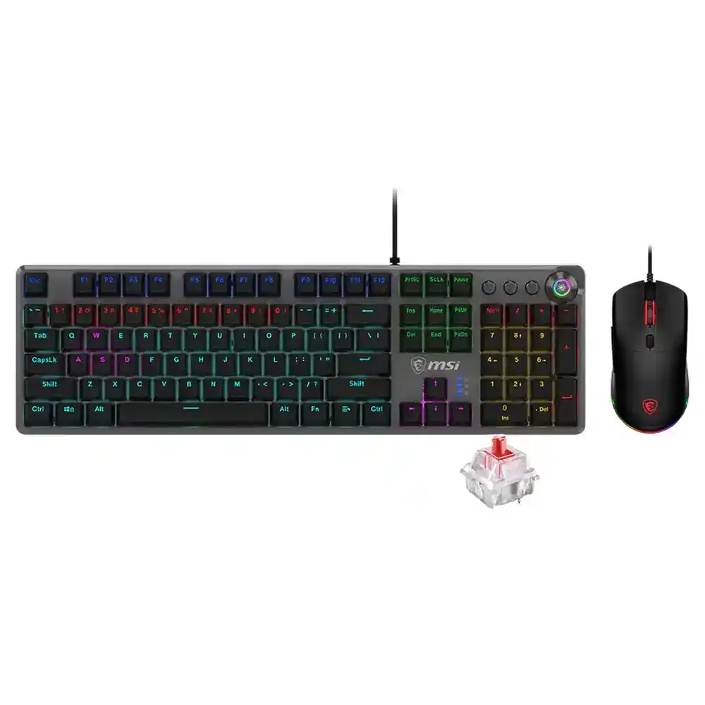 كيبورد + ماوس ام اس اى سلكي RGB جيمنج سويتش احمر كومبو إنجليزي Forge GK310