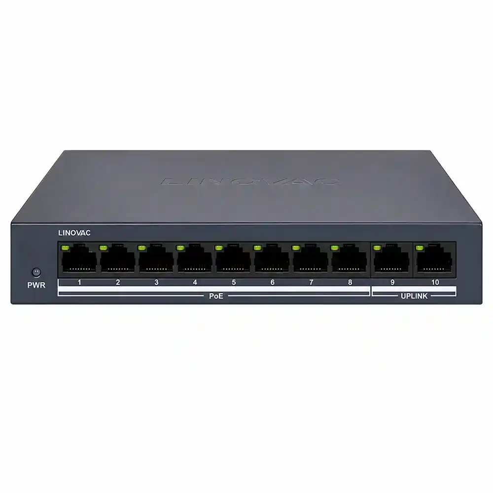 سويتش هيكفيجن 8 منافذ 100/10 ميجابت/ثانية PoE + منفذين (RJ45) 100/10 ميجابايت/ثانية 60 وات Uplink DS-3E0110MP-E/M Unmanaged Desktop