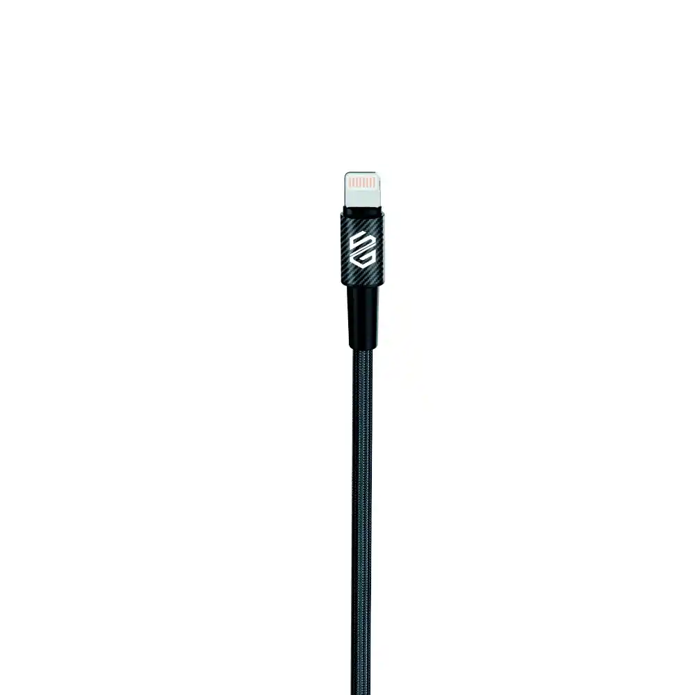 كابل Smart Gate ، مضفر بتصميم ألياف الكربون، USB-C إلى Lightning، محمي، 1 متر - أسود