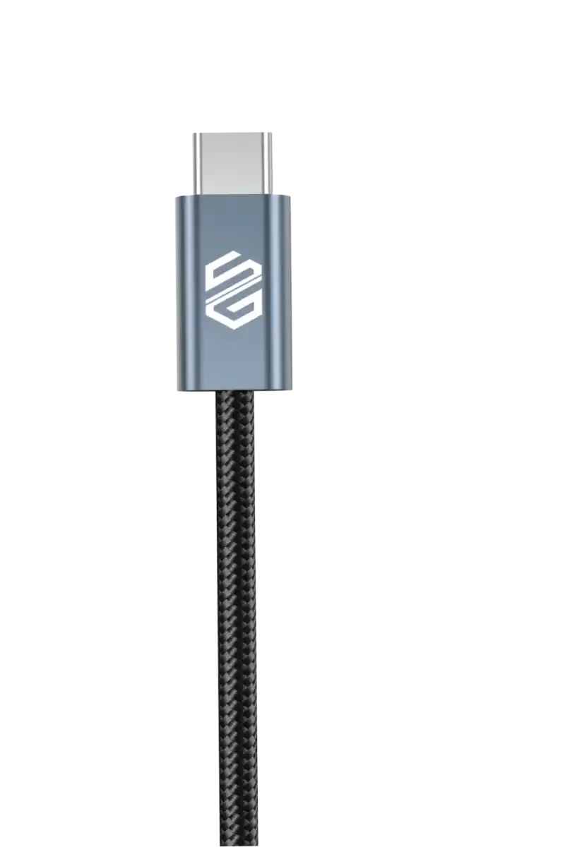 كابل Smart Gate USB-C إلى USB-C مضفر بالألومنيوم بطول 1.5 متر – 100 وات – أسود