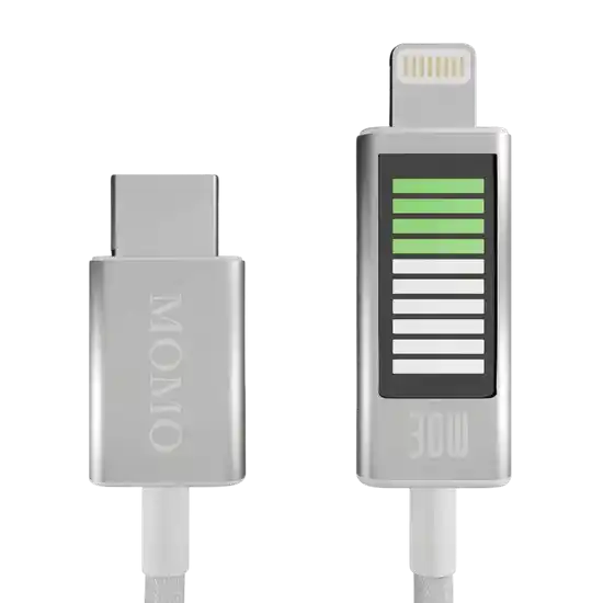 كابل MOMO USB Type-C إلىLightning  للشحن السريع 30 واط بطول 1.2 متر – أبيض