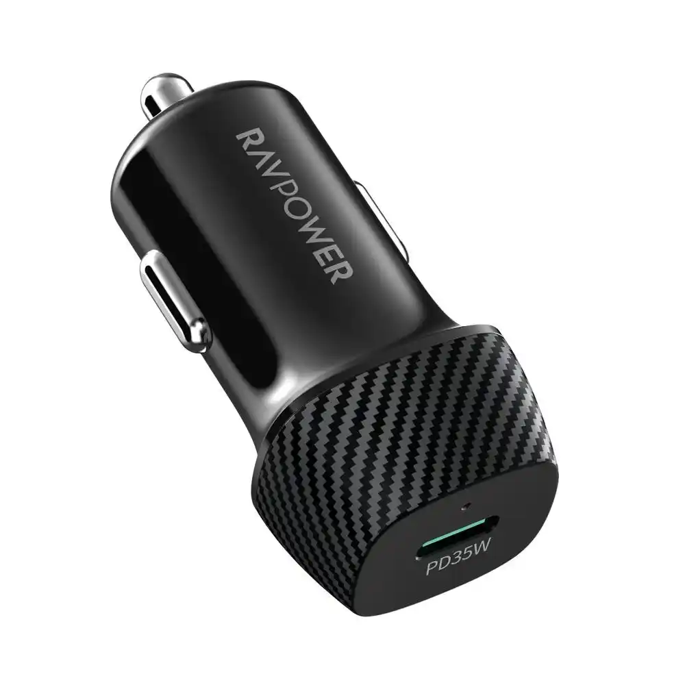 شاحن سيارة RAVPower USB-C PD بقدرة 35 واط – أسود