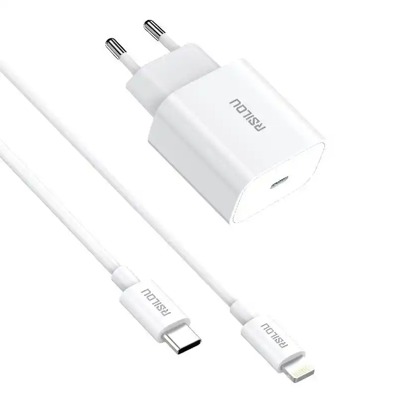 شاحن RSILOU Type-C إلى Lightning بقوة 20 وات مع كابل – R4232-002B – أبيض