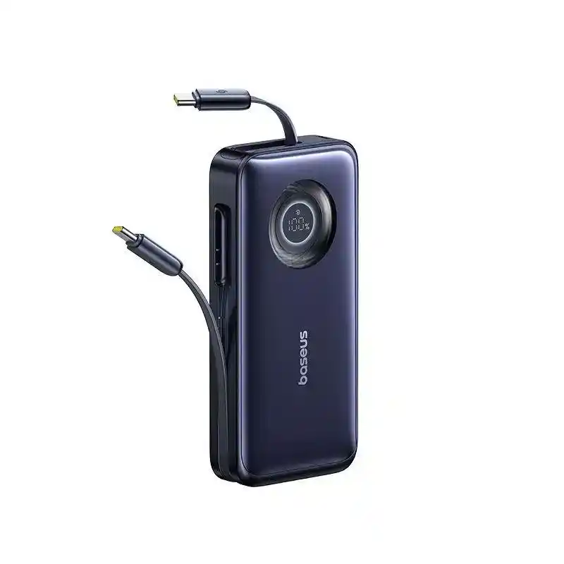 باور بانك Baseus، سعة 20000mAh، شحن سريع 100W مع كابل مدمج، CR121، أسود