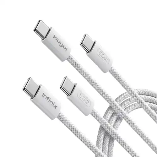 كابل Infinix USB Type-C إلى USB Type-C بقدرة 60 واط  (XDC63)  – أبيض
