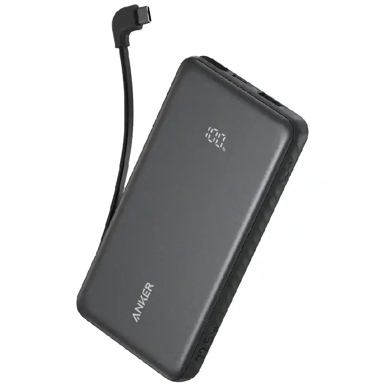 أنكر زولو باور بنك 10000 مللي أمبير، 22.5 واط، وكابل USB-C مدمج، A110DH11