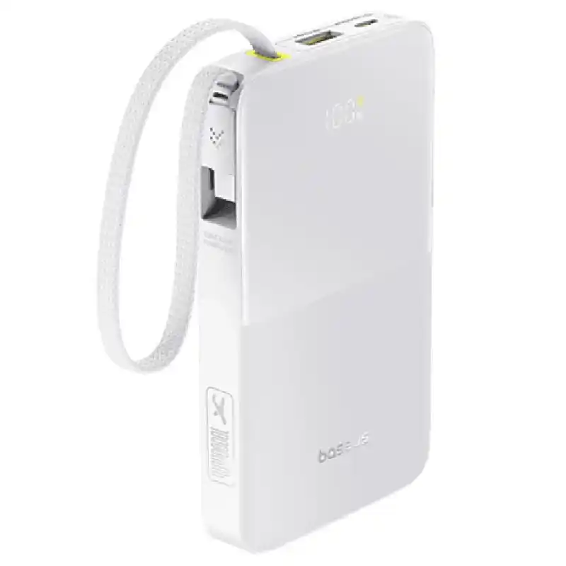 بايسوس EnerFill Bipow2 برو باور بانك بسعة 10000 مللي أمبير، شحن سريع بقوة 22.5 واط، كابل مدمج، FC51