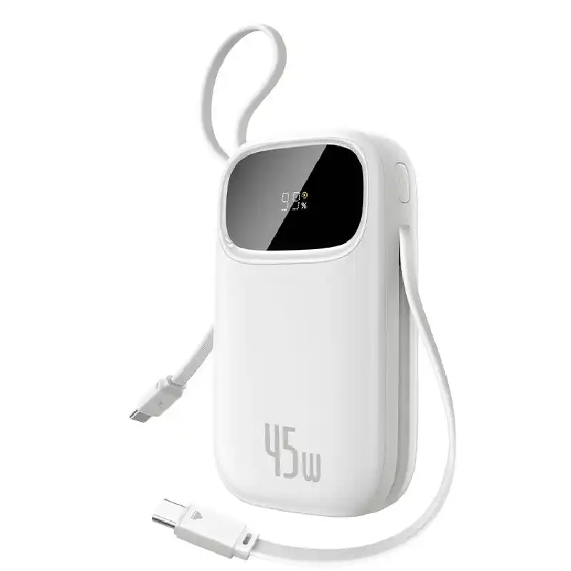 بايسوس EnerFill FC31 باور بنك بشاشة دجيتال مع كابلين USB-C مدمجين، 10000 مللي أمبير، 45 واط