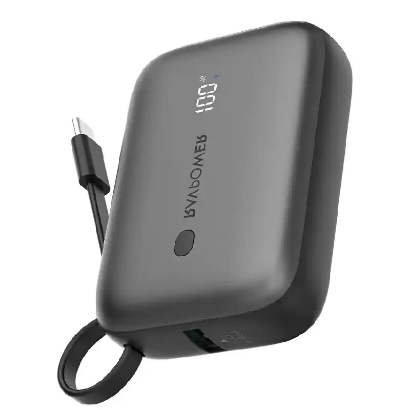 راف باور RP-PB1224 PD باور بانك، 20 واط، 10000 مللي أمبير، كابل USB-C مدمج