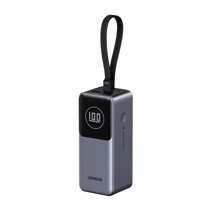 باور بانك UGREEN سعة 20000mAh شحن سريع 130W بكابل مدمج  (PB723) – أسود